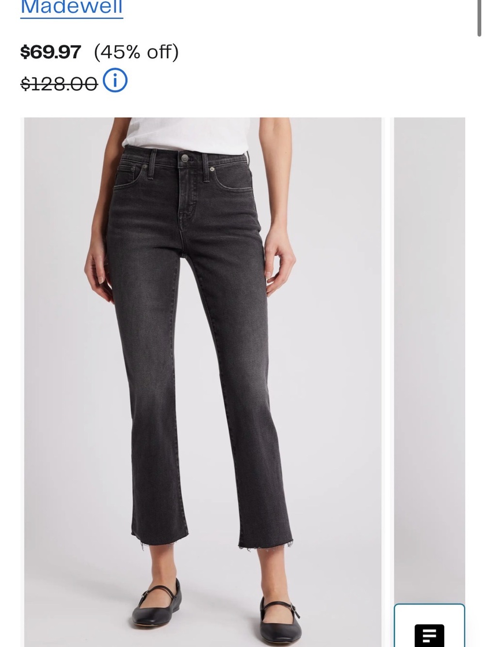 Madewell Washed black mid-Rise Ankle Crop Jeans
